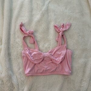 Pink Knotted Strap Crop Top